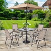Pellebant 6 PCS Outdoor Patio Dinning Set with 4 Folding Chairs, Glass Table Umbrella without Base - 4 of 4