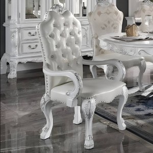 Acme Furniture 26" Dresden Dining Chairs Bone White Finish: Leather Upholstery, Wood Frame, No Assembly Required - 1 of 4