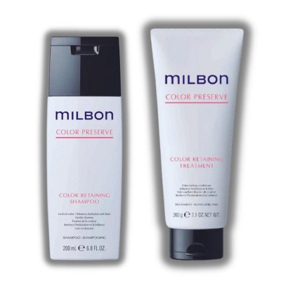 Milbon COLOR PRESERVE Color Retaining Shampoo (6.76 oz) & COLOR PRESERVE Color Retaining Treatment (7.1 oz) - DUO SET KIT