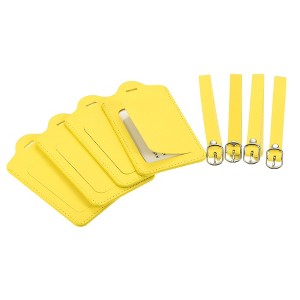 Unique Bargains Backpack PU Holders Identifier Card Luggage Tag with Strap 4 Pcs - 1 of 4