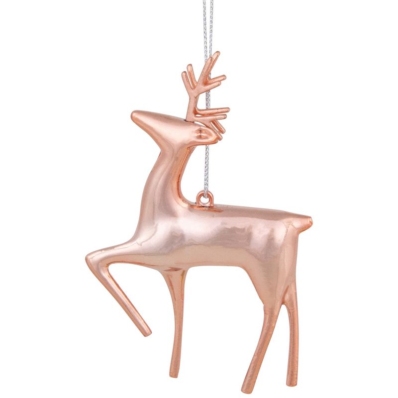 Northlight 4.75" Shiny Rose Gold Reindeer Christmas Tree Ornament, 1 of 6