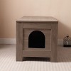 31.50"Cat Litter Box Enclosure, Litter Box Furniture Hidden with Barn Door, Wooden Cat Washroom Furniture, Cat House, Greige - 2 of 4