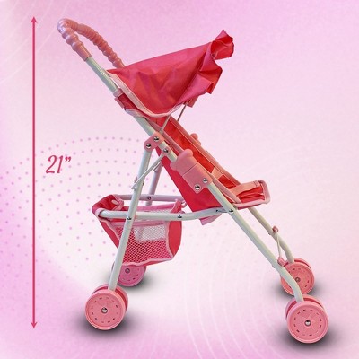 Pink Unicorn Foldable Baby Doll Stroller with Basket