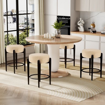 23.6" Mid-Century Modern Upholstered Counter Stool Set of 4, Dining Chairs with Metal Legs for Kitchen Island or Home Bar - The Pop Home