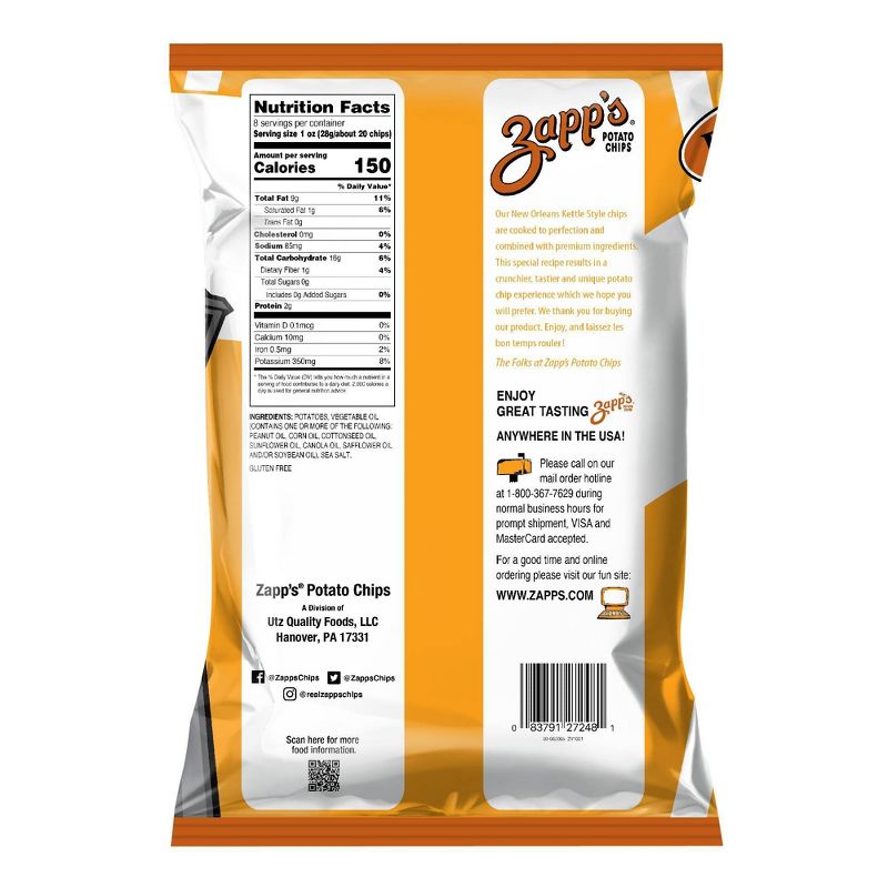 Zapp&#39;s New Orleans Kettle Style Regular Flavor Potato Chips - 8oz, 3 of 11