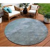 Blue And Gray Abstract Washable Indoor Outdoor Area Rug - 2 of 4