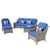 XIZZI 5 Pieces Wicker Furniture, Outside Conversation Set, 3-Seat Sofa with Cushion, High Back Rattan Chairs and Ottomans for Garden Backyard - 2 of 4