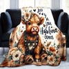 Lomsoe Cute Cow Flannel Blanket - Floral & Heart Print, Soft All-Season Throw for Camping, Sofa, Bed, Christmas Gift. - 2 of 4