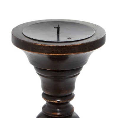 Elegant Espresso Wood Candle Holder Trio, 18" 15" 12"H