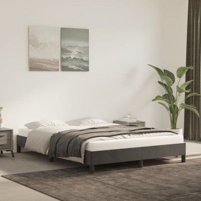 vidaXL Box Spring Bed Frame Dark Gray 76 in.x79.9 in. King Fabric