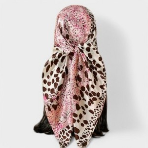 Anna-Kaci Women's Square Satin Scarf with Mixed Animal Print Pattern and Lightweight Silky Texture - 1 of 4