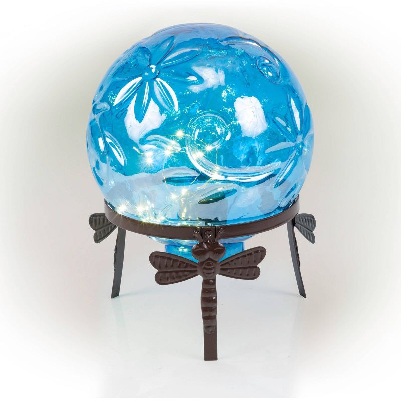 13&#34; Glass Globe D&#233;cor with LED Light Blue - Alpine Corporation, 1 of 12