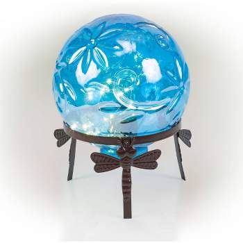 13" Glass Globe Décor with LED Light Blue - Alpine Corporation