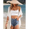 Womens Short Sleeve Cardigan Beach Cover Up Hollow-Out Sweater Cardigan Batswing Sleeve Cover Up Lightweight Cardigan - 4 of 4