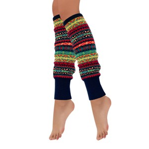 Wrapables Women's Bohemian Winter Warm Long Leg Warmers, Knee High Boot Socks, Navy - 1 of 4