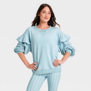 Sudadera con cuello redondo y volante para mujer - JoyLab™