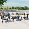 Outdoor Patio Set with Cushions and Iron Frame, Weather-Resistant Beige Seating with Coffee Table for Garden or Balcony-3irtyhousy - 2 of 4