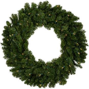 Northlight 30" Prelit Canadian Pine Artificial Christmas Wreath - Clear Lights
