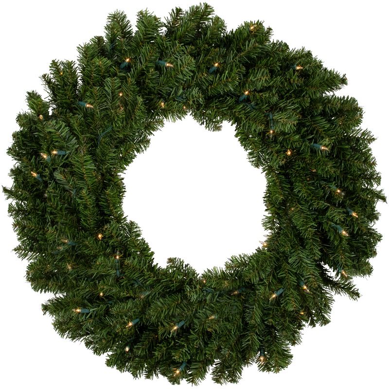 Northlight 30" Prelit Canadian Pine Artificial Christmas Wreath - Clear Lights, 1 of 9