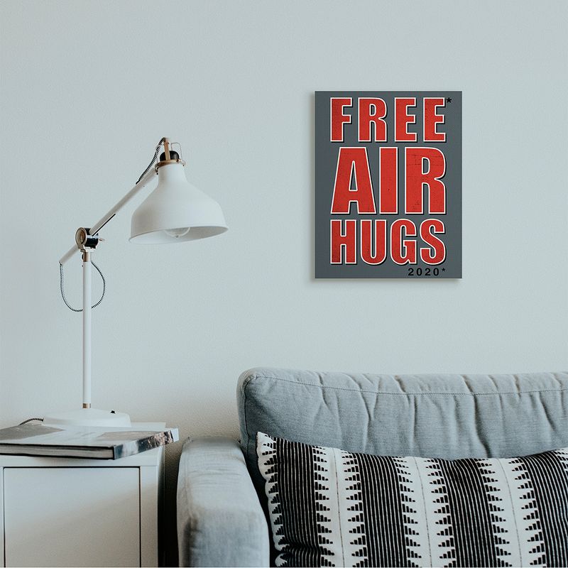 Stupell Industries Free Air Hugs Phrase 2020 Reference Blue Red Gallery Wrapped Canvas Wall Art, 16 x 20, 3 of 5