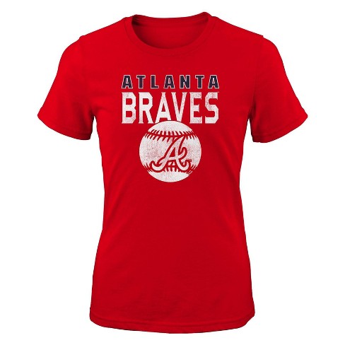MLB Atlanta Braves Girls' Crew Neck T-Shirt - XS