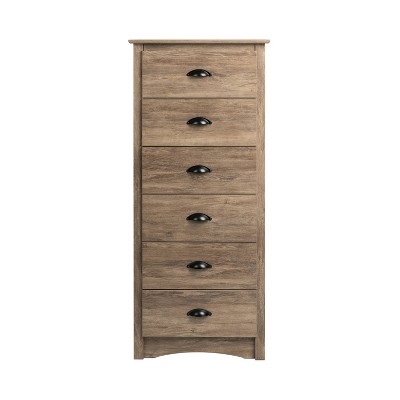Drifted Gray Coastal 6-Drawer Tall Lingerie Chest
