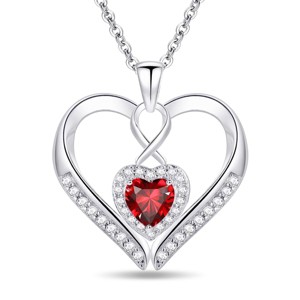 Paaaawaters 925 Sterling Silver 5A CZ Diamond Full Love Heart Pendant Necklace for Women 19in - 1 of 4
