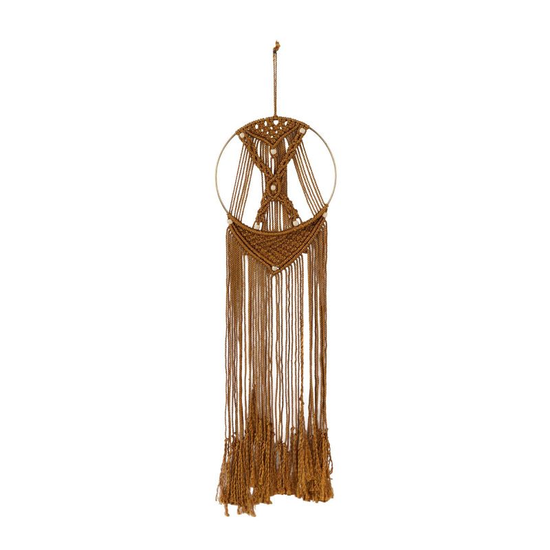39&#34; x 10&#34; Fabric Macrame Handmade Intricately Weaved Wall Decor with Beaded Fringe Tassels Brown - Olivia &#38; May, 4 of 7