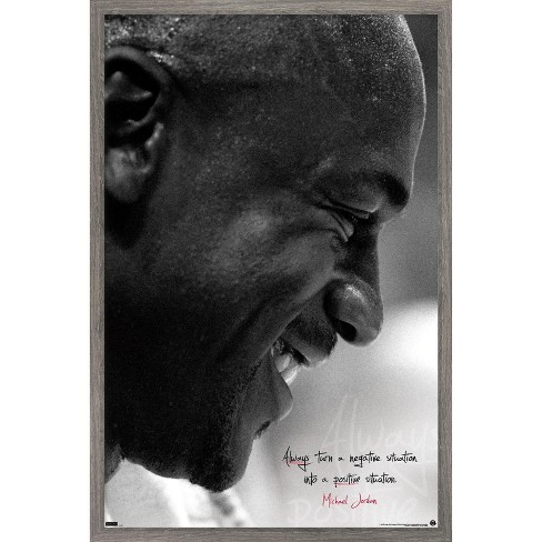 Trends International Michael Jordan - Black and White Wall Poster, 22.375  x 34, Barnwood Framed Version