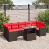 vidaXL Patio Sofa Set with Cushions and Table Outdoor 8 Piece Poly Rattan - Brown without storage - 2 of 4