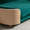 Gulches Scandinavian Style Large Dog Pet Sofa with Solid Wood Legs, Curved Wooden Back, Velvet Cushion in Green - 3 of 4