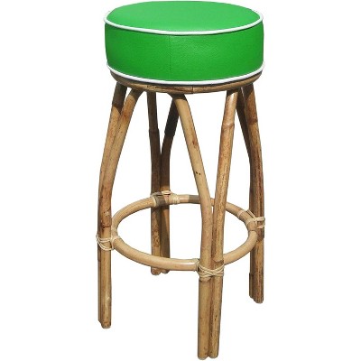 D-Art Collection Tropical Rattan Green Counter Stool