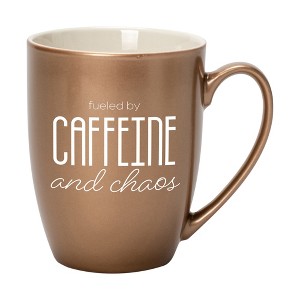 Elanze Designs Fueled By Caffeine And Chaos Bronze 10 ounce New Bone China Coffee Cup Mug - 1 of 4