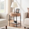 2-Tier Round End Table, Nature Wood Color Side Table with Growth Rings Wood Design - 3 of 4