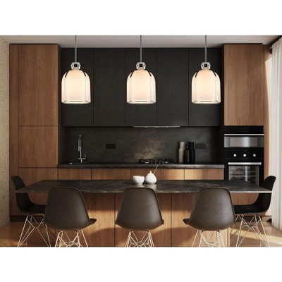 Polished Nickel Glass Bowl Pendant Light for Indoor/Outdoor