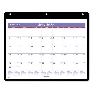 Monthly Desk/Wall Calendar with Plastic Backboard and Bonus Pages, 11 x 8, White/Violet/Red Sheets, 12-Month (Jan-Dec): 2026 - 1 of 4