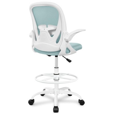 KERDOM Drafting Chair Tall Office Chair with Flip-up Armrests Executive Ergonomic Computer Chair, Blue