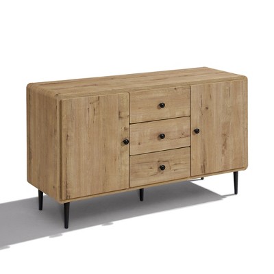 LuxenHome Oak Manufactured Wood 48.8-Inch Wide 2-Door 3-Drawer Buffet Cabinet — фото 7