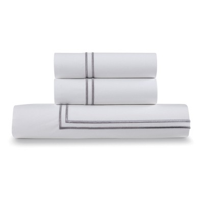 Ella Jayne Full/Queen White Cotton Duvet Set with Stone Stitching