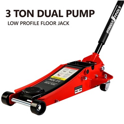 Floor Mounted Heavy-duty Steel Racing Jack with Dual Piston Rapid Lift Pump, Lifting Range 3.3 '' -19.7 ''