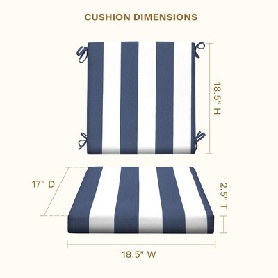 Blue and White Striped Outdoor Midback Dining Chair Cushion