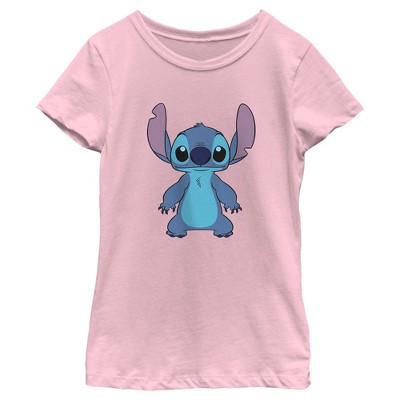 Girl's Lilo & Stitch Standing Stitch T-shirt - Light Pink - Medium : Target