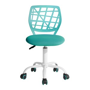FurnitureR Desk Chair, Adjustable Computer Task Chair Office Chairs with Plastic Backrest and Padded Seat Cushion, Swivel Chair with Wheels, Green - 1 of 4