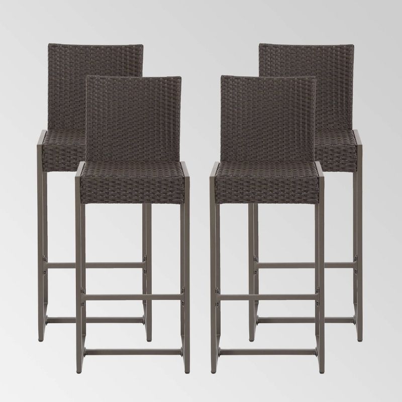 Conway 4pk Wicker 30&#34; Bar Stools Dark Brown - Christopher Knight Home, 1 of 10