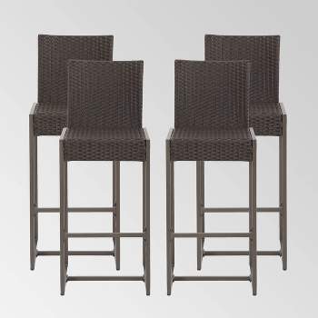 Conway 4pk Wicker 30" Bar Stools Dark Brown - Christopher Knight Home