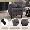 CAVINAS Mid-Century Modern Accent Barrel Chair with Corduroy Upholstery and Wooden Legs, Comfy Single Armchair with Thick Cushions and Pillow - 3 of 4