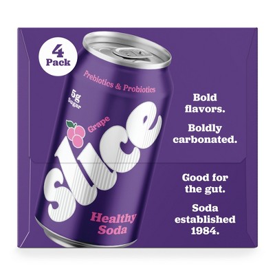 Slice Grape Healthy Soda - 12 fl oz Cans/4pk