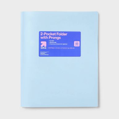 Poly Number 2 Pocket Plastic Folder with Prongs Pastel Blue - up&up™