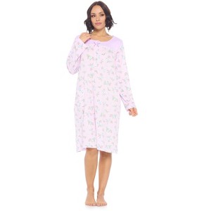 Casual Nights Women's Printed Long Sleeve Nightgown - 1 of 3