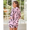 Womens Summer Pajama Sets Front Button Down Short Sleeve Shirts with Shorts Graffiti Pattern Summer Resorts Outfits Casual Co-ord Sets,Pink - 2XL - 4 of 4